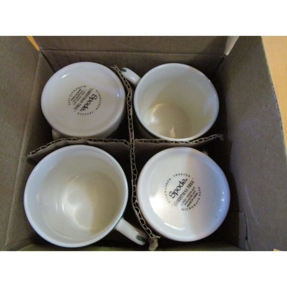 Spode Christmas Tree Demitasse Espresso Cups & Saucers Set Of 4 New In Box - Picture 2 of 16
